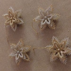 Like New Set of 4 Gold Silver Snowflake Ornaments